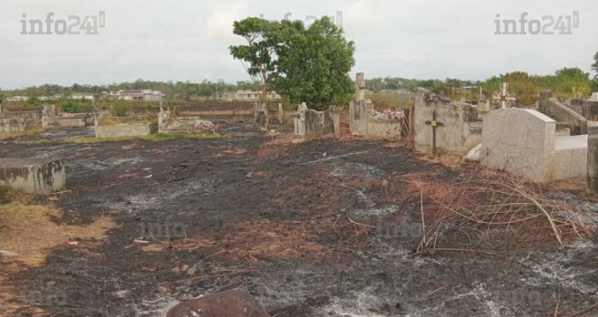 Port-Gentil&nbsp;: Le cimetière de Ntchengué ravagé par un incendie, plusieurs tombes réduites en cendres