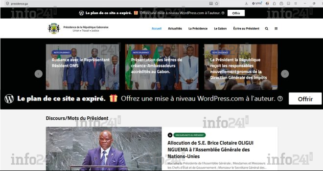 Gabon&nbsp;: Le site de la Présidence réduit à mendier son hébergement web en plein black-out numérique