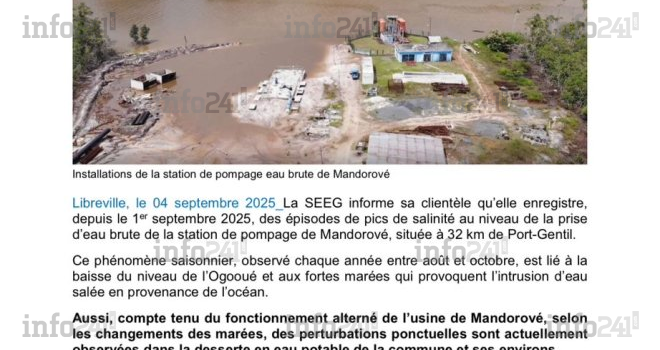 Salinité et difficultés d’accès à l’eau portable à Port-Gentil&nbsp;: les explications de la SEEG 
