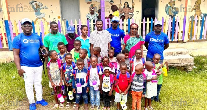 L’OCGE fait un important don de kits scolaires aux élèves du centre social de Moabi